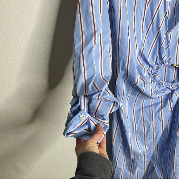 NWT Veronica Beard Afton Shirt Wrap Dress Striped Blue Size 2 - Picture 11 of 15